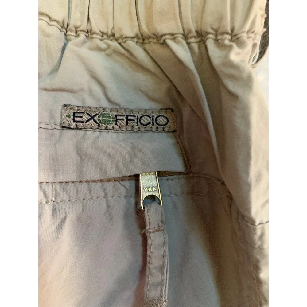 ExOfficio Insect Shield Convertible Hiking Pants Mens‎ 40x30 Khaki Tan Zip Off